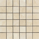 2 x 2 Honed Ivory Travertine Mosaic Tile.