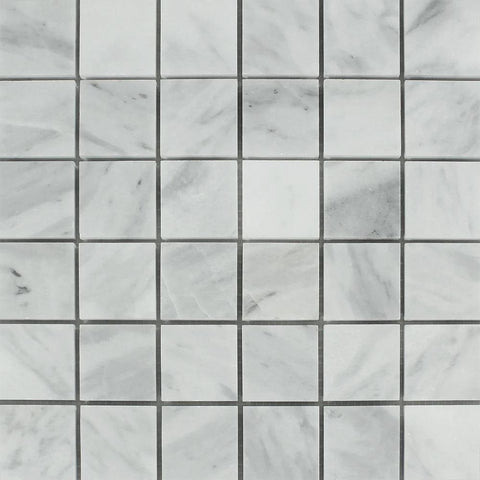 2 x 2 Honed Bianco Mare Marble Mosaic Tile.