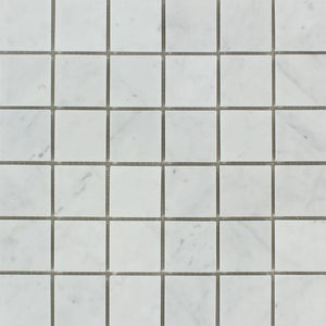 2 x 2 Polished Bianco Carrara Marble Mosaic Tile.