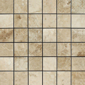 2 x 2 Polished Cappuccino Marble Mosaic Tile.
