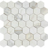 2 x 2 Polished Calacatta Gold Marble Hexagon Mosaic Tile.