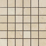 2 x 2 Polished Crema Marfil Marble Mosaic Tile.