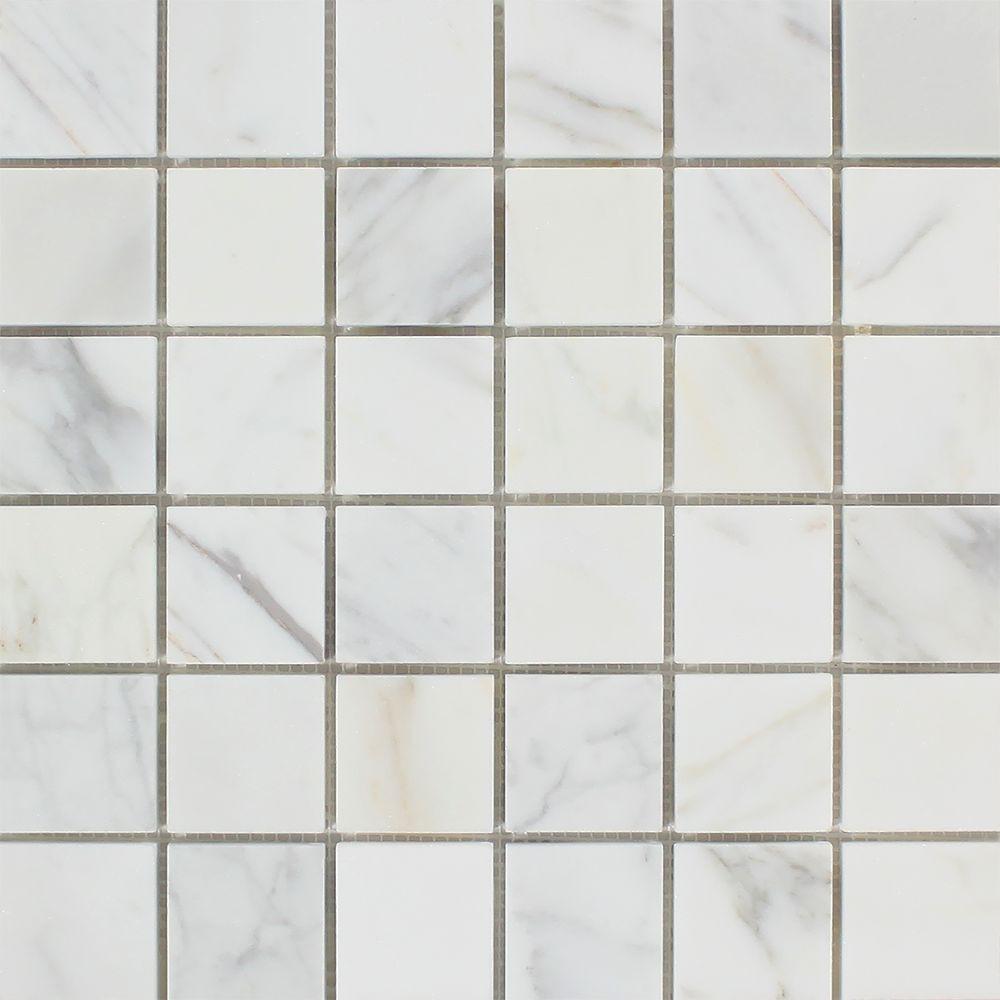 2 x 2 Polished Calacatta Gold Marble Mosaic Tile.