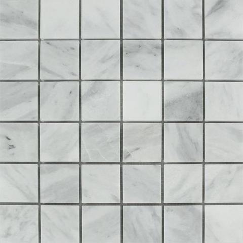 2 x 2 Polished Bianco Mare Marble Mosaic Tile.