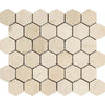 2 x 2 Tumbled Crema Marfil Marble Hexagon Mosaic Tile.