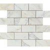 2 x 4 Honed Calacatta Gold Marble Brick Mosaic Tile.