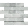 2 x 4 Polished Bianco Mare Marble Brick Mosaic Tile.