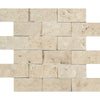 2 x 4 Split-faced Ivory Travertine Brick Mosaic Tile.