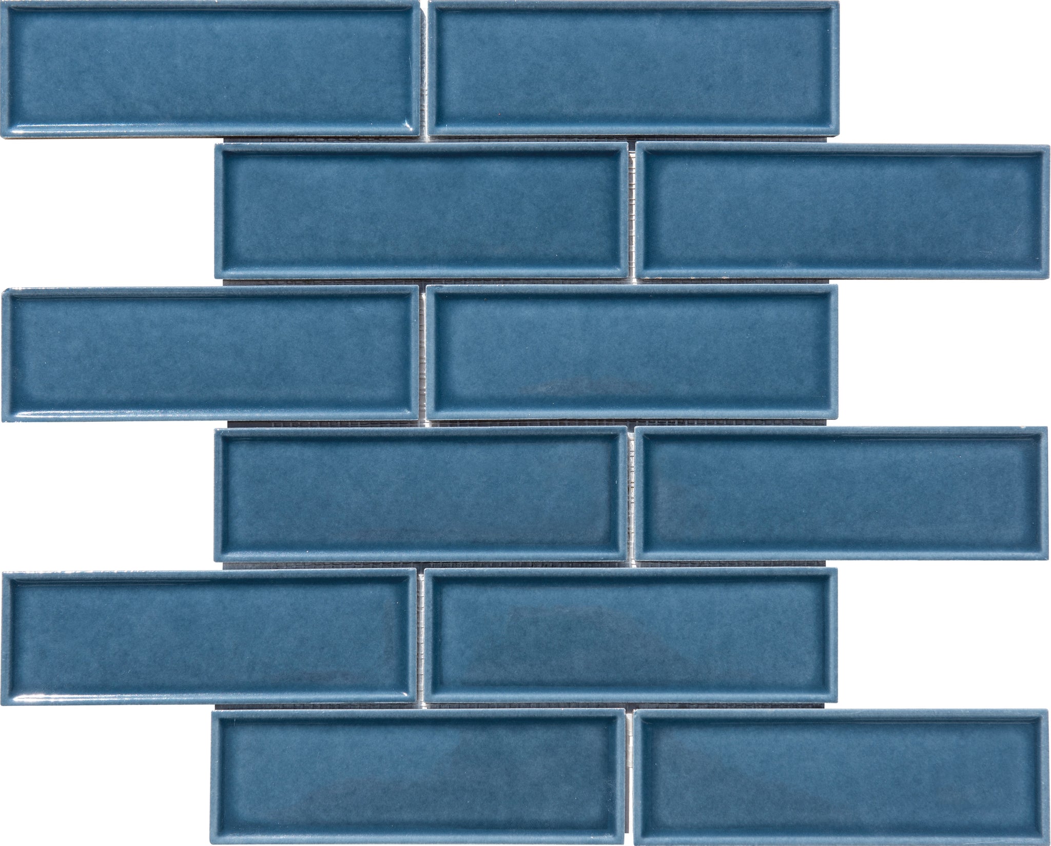 Blue Glazed 2x6 Beveled Porcelain Mosaic Tile - MosaicBros.com