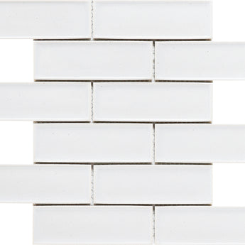 White Glazed 2x6 Beveled Porcelain Mosaic Tile - MosaicBros.com