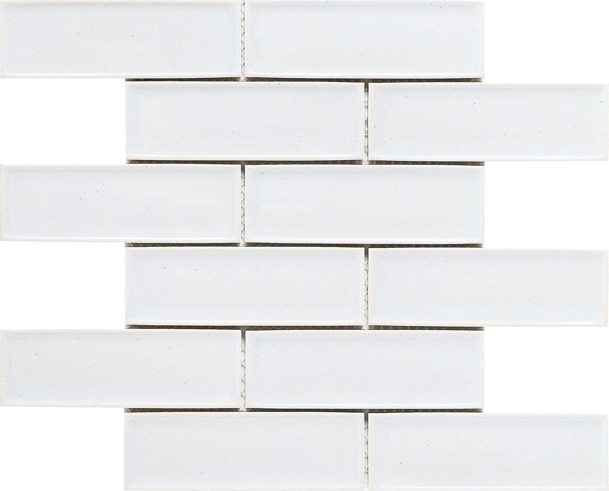 White Glazed 2x6 Beveled Porcelain Mosaic Tile - MosaicBros.com