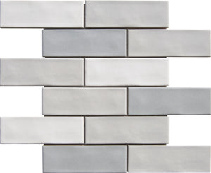 Silver Cloud Undulated 2x6 Porcelain Mosaic Tile - MosaicBros.com