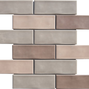 Brown Lace Blend Undulated 2x6 Porcelain Mosaic Tile - MosaicBros.com