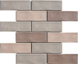 Brown Lace Blend Undulated 2x6 Porcelain Mosaic Tile - MosaicBros.com