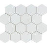 3 x 3 Polished Thassos White Marble Hexagon Mosaic Tile.