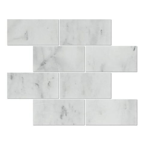 3 x 6 Honed Bianco Mare Marble Tile.