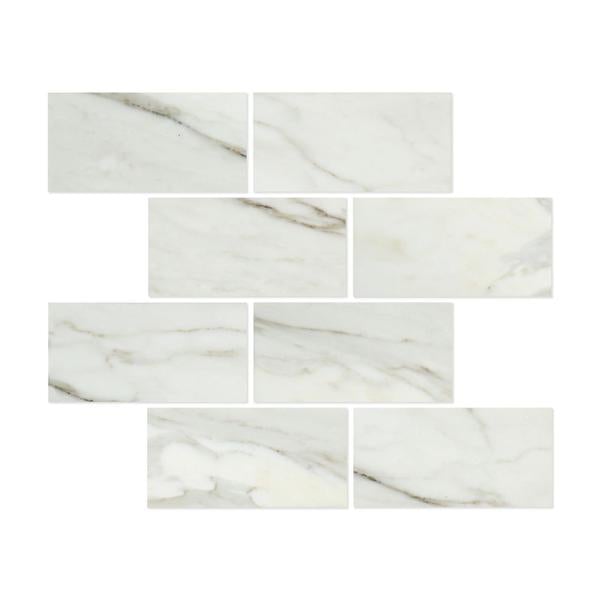 3 x 6 Honed Calacatta Gold Marble Tile.