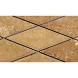 3 x 6 Honed Noce Travertine Deep-Beveled Diamond Mosaic Tile.