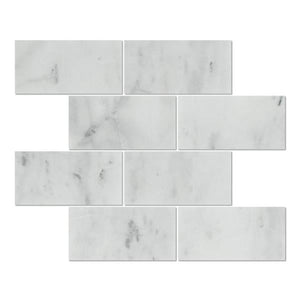 3 x 6 Polished Bianco Mare Marble Tile.