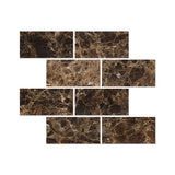3 x 6 Polished Emperador Dark Marble Tile.
