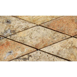 3 x 6 Polished Scabos Travertine Deep-Beveled Diamond Mosaic Tile.