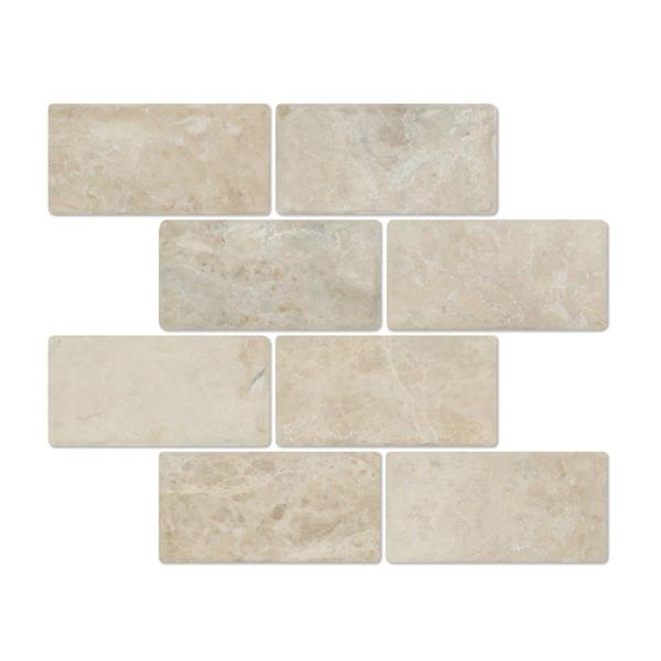 3 x 6 Tumbled Cappuccino Marble Tile.