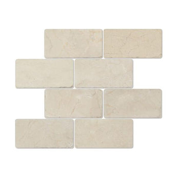 3 x 6 Tumbled Crema Marfil Marble Tile.