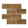3 x 6 Unfilled Brushed Noce Exotic (Vein-Cut) Travertine Tile.