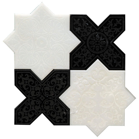 PANTHEON  White+Black stone Mosaic Tile.