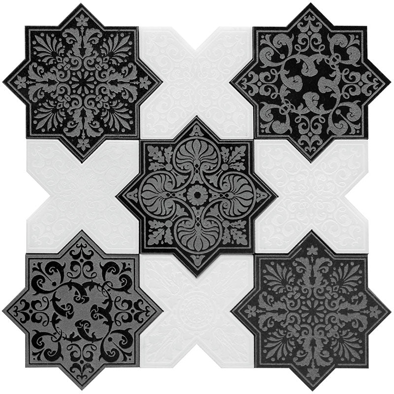PANTHEON  Black+white stone Mosaic Tile.