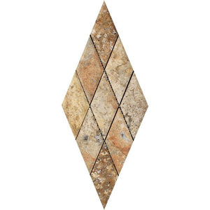 3 x 6 Polished Scabos Travertine Deep-Beveled Diamond Mosaic Tile.