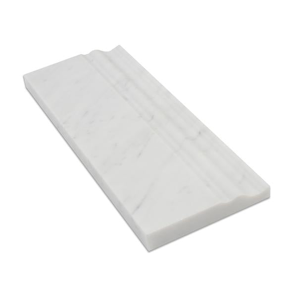 4 3/4 x 12 Honed Bianco Carrara Marble Baseboard Trim.