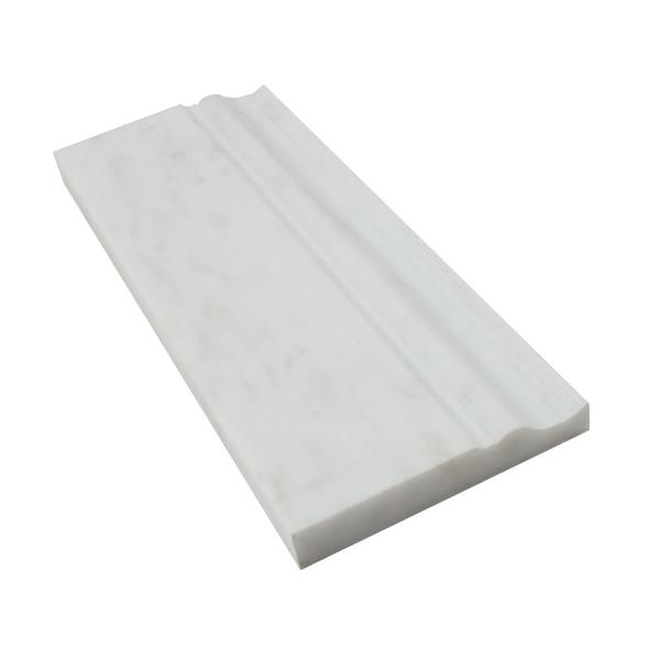 4 3/4 x 12 Honed Oriental White Marble Baseboard Trim.