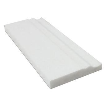 4 3/4 x 12 Honed Thassos White Marble Baseboard Trim.