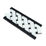 4 3/4 x 12 Honed Thassos White Marble Basketweave Border w/ Black Dots.
