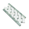 4 3/4 x 12 Honed Thassos White Marble Basketweave Border w/ Ming Green Dots.