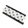 4 3/4 x 12 Polished Bianco Carrara Marble Basketweave Border w/ Black Dots.