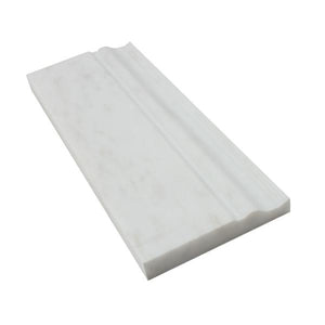 4 3/4 x 12 Polished Oriental White Marble Baseboard Trim.
