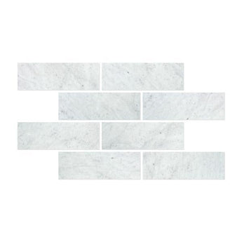 4 x 12 Polished Bianco Carrara Marble Tile.