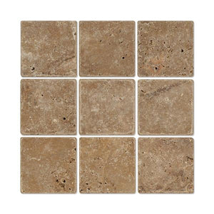 4 x 4 Honed Noce Travertine Tile.