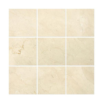 4 x 4 Polished Crema Marfil Marble Tile.