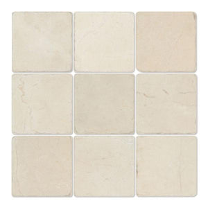 4 x 4 Tumbled Crema Marfil Marble Tile.