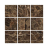 4 x 4 Tumbled Emperador Dark Marble Tile.