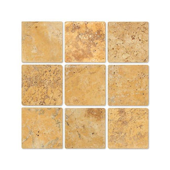 4 x 4 Tumbled Gold Travertine Tile.