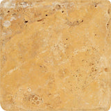 4 x 4 Tumbled Gold Travertine Tile.