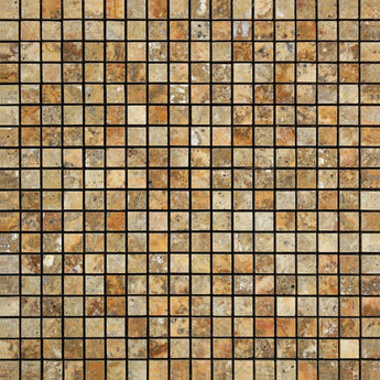 5/8 x 5/8 Polished Scabos Travertine Mosaic Tile.