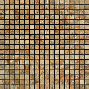 5/8 x 5/8 Polished Scabos Travertine Mosaic Tile.
