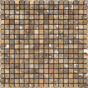5/8 x 5/8 Tumbled Scabos Travertine Mosaic Tile.