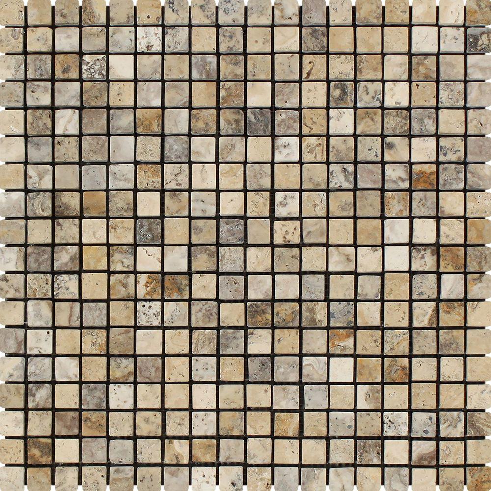 5/8 x 5/8 Tumbled Philadelphia Travertine Mosaic Tile.