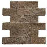 Noce Travertine 2x4 Split Face Mosaic Tile.
